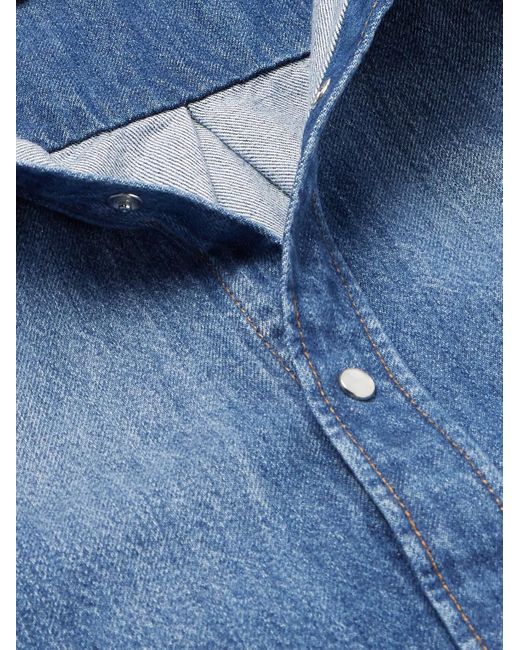 Marni Blue Embroidered Appliquéd Denim Shirt Jacket for men
