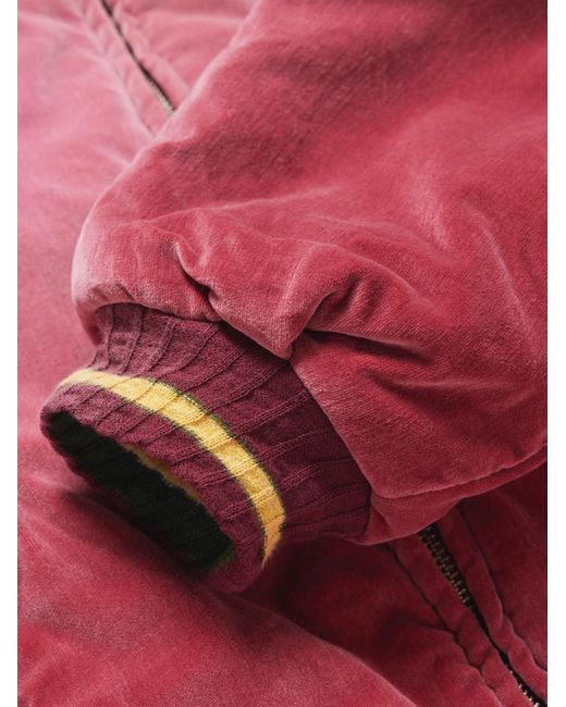 Kapital Pink Logo-Embroidered Zip-Detailed Cotton-Velvet Bomber Jacket for men