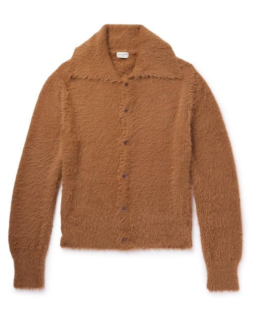 Dries Van Noten Brown Brushed-knit Cardigan for men