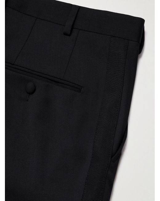 Mr P. Black Slim-fit Wool Tuxedo Trousers for men