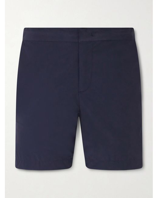 Fedeli Blue Rio Straight-Leg Mid-Length Swim Shorts for men