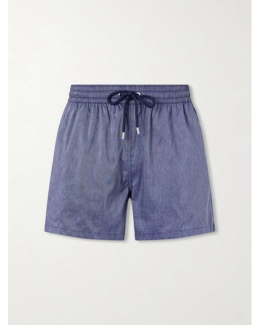 Frescobol Carioca Blue Rio Straight-Leg Linen Blend Swim Short for men