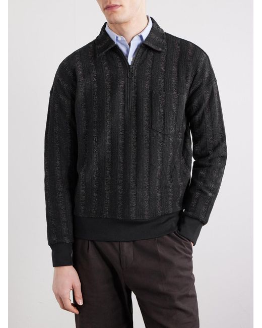 Oliver Spencer Black Lorimer Cotton-Blend Jacquard Half-Zip Sweater for men