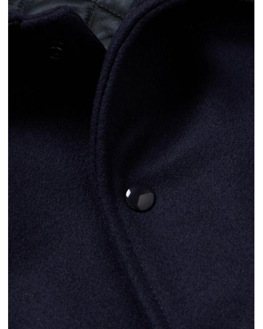 Golden Bear Blue Padded Wool-Blend Felt And Cracked Glossed-Leather Varsity Jacket for men