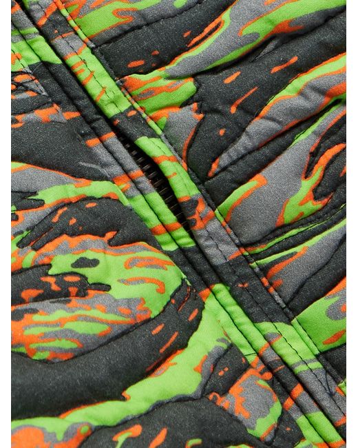ERL Green Printed Quilted Cotton-Jacquard Down Jacket for men