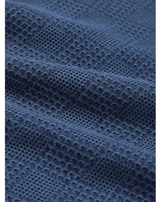 Beams Plus Pullover aus einer Ramie-Baumwollmischung mit Polokragen in Blue für Herren