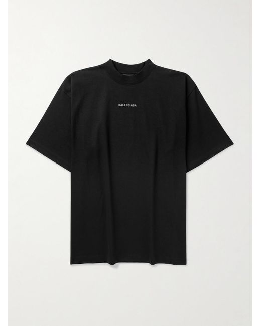 Balenciaga Black Logo-print Cotton-jersey T-shirt for men