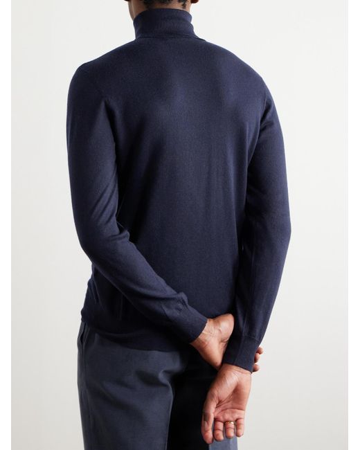 Pullover a collo alto slim-fit in cashmere di Ralph Lauren Purple Label in Blue da Uomo