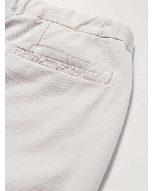 Pantaloni a gamba dritta in twill di misto cotone con coulisse e pinces di Thom Sweeney in White da Uomo
