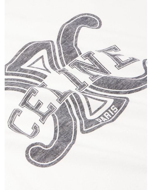 Céline White Logo-Print Cotton-Jersey T-Shirt for men