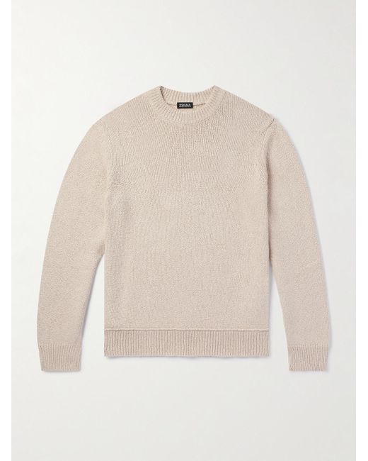 Zegna Natural Organic Cotton And Silk-blend Sweater for men