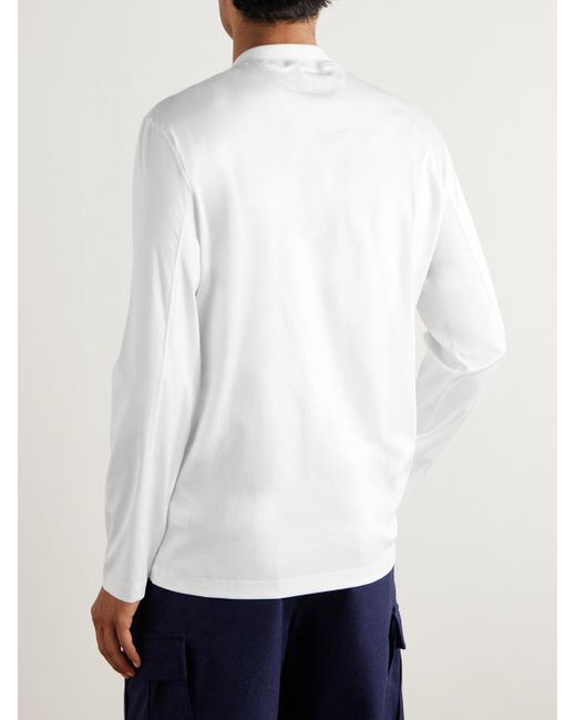 Brunello Cucinelli White Slim-Fit Logo-Print Cotton-Jersey T-Shirt for men