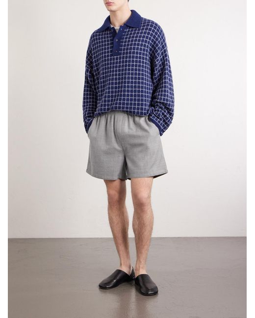 The Elder Statesman Gray Cashmina Straight-Leg Wool And Cashmere-Blend Shorts for men