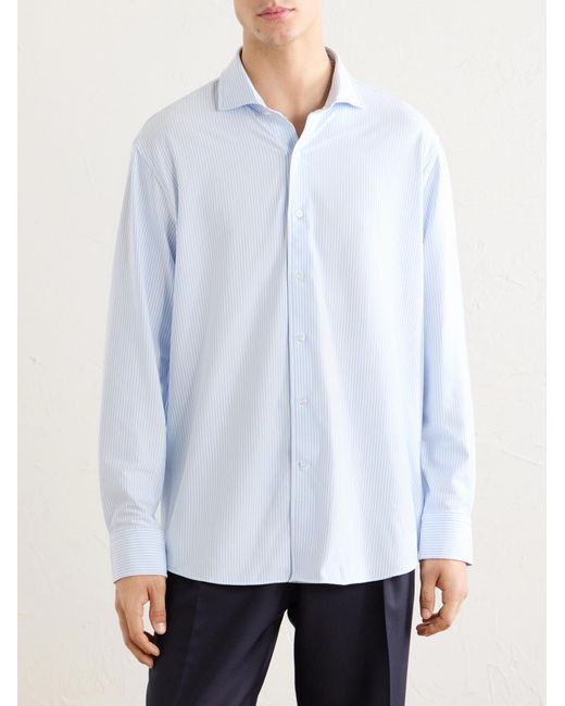Peter Millar White Excursionist Flex Slim-fit Striped Cotton-blend Shirt for men