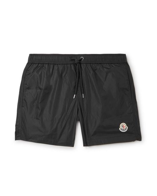 Moncler Black Slim-fit Mid-length Logo-appliquéd Swim Shorts for men