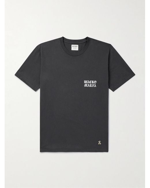 Tim Lehi T-shirt in jersey di cotone con stampa di Wacko Maria in Black da Uomo