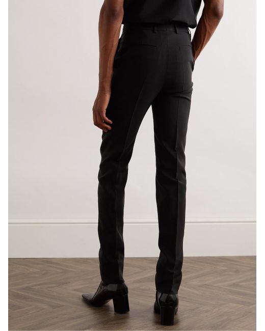 Pantaloni slim-fit in faille di Saint Laurent in Black da Uomo