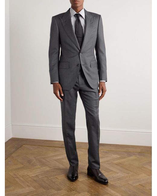 Tom Ford Black Checked Wool Suit Jacket for men