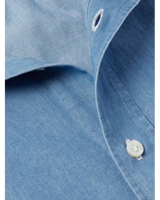 Rubinacci Blue Cotton-chambray Shirt for men