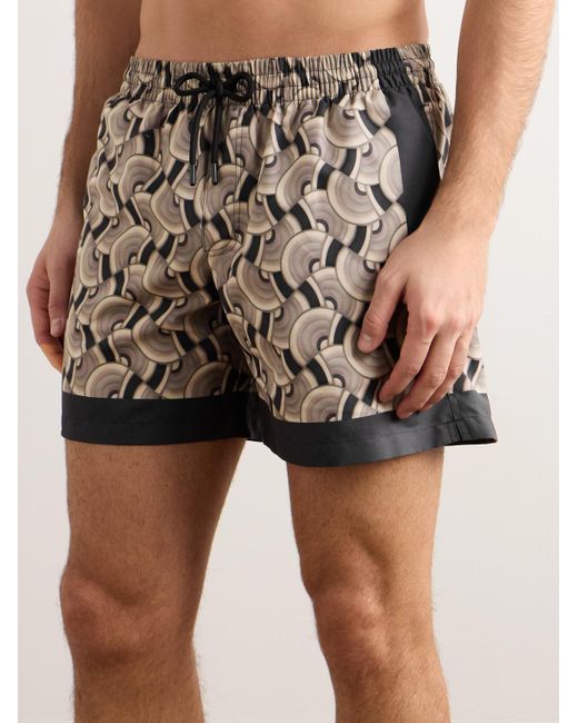 Shorts da mare medi a gamba dritta stampati di Dries Van Noten in Brown da Uomo