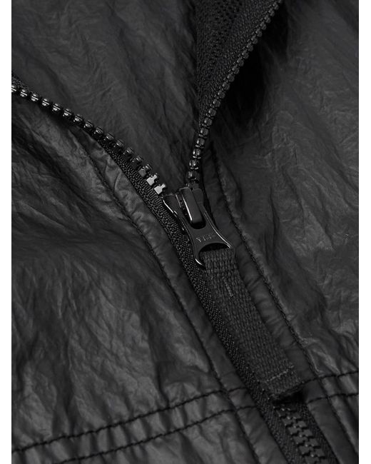 Stone Island Jacke aus "Nylon Metal"-Material mit Logoapplikation und Kapuze in Black für Herren