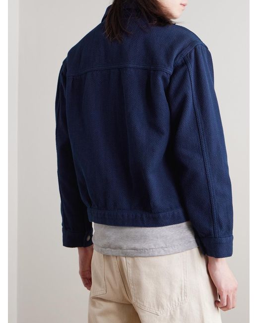 Blue Blue Japan Blue Dyed Sashiko Cotton Trucker Jacket for men