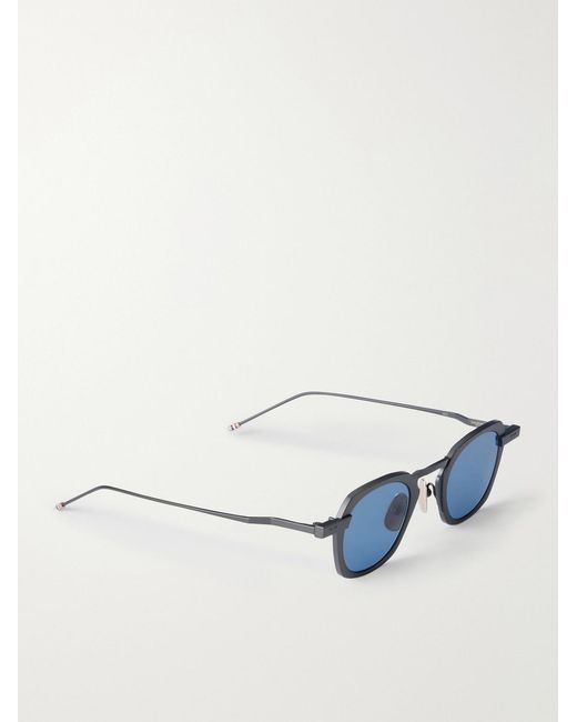 Thom Browne Blue Square-Frame Titanium Sunglasses for men
