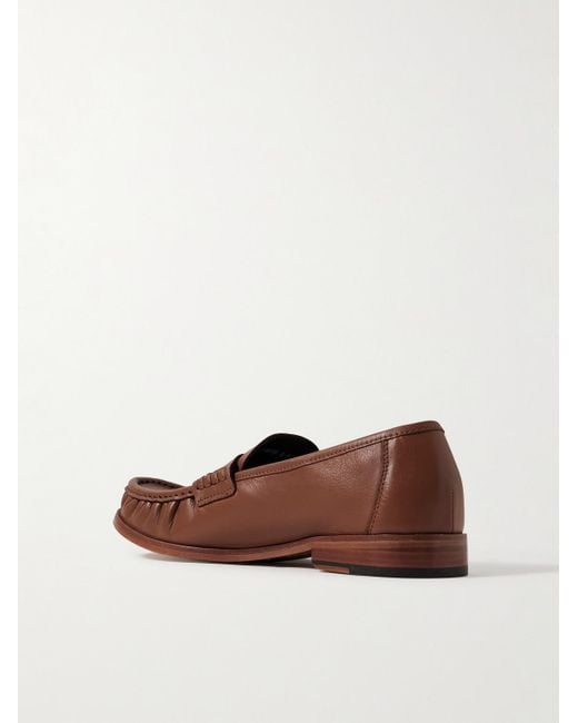 GRENSON Brown Simeon Leather Penny Loafers for men