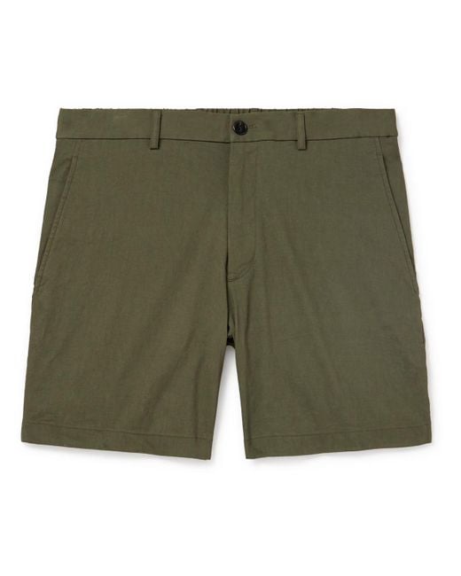 Theory Green Curtis 7" Straight-leg Good Linen Shorts for men