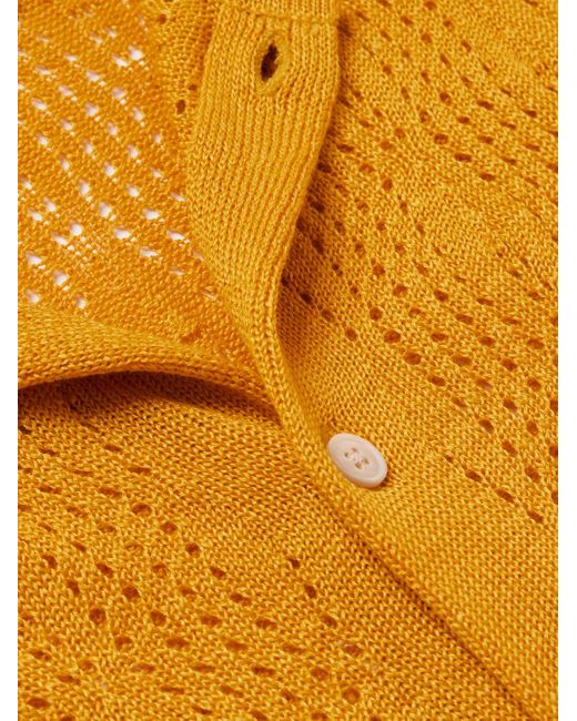 Camicia in misto lino e lyocell TM punto a giorno Kadri di A Kind Of Guise in Yellow da Uomo