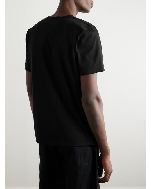 Saint Laurent Black Logo-Embroidered Cotton-Jersey T-Shirt for men