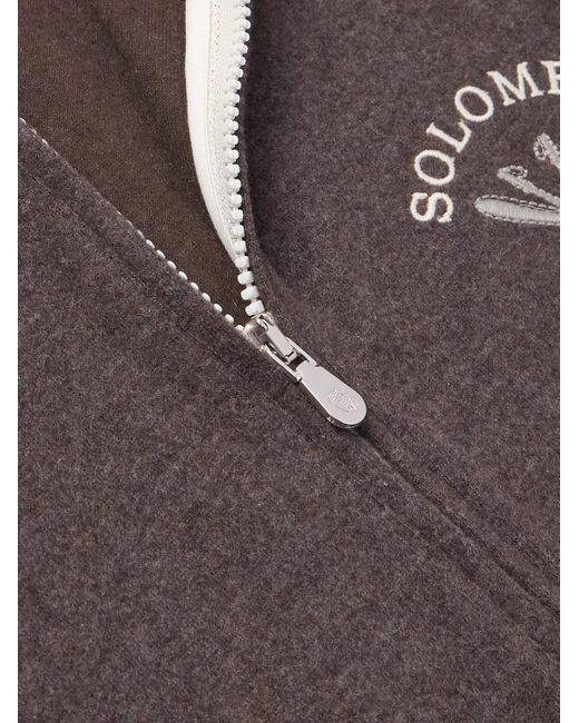 Brunello Cucinelli Brown Logo-Embroidered Fleece Half-Zip Ski Base Layer for men