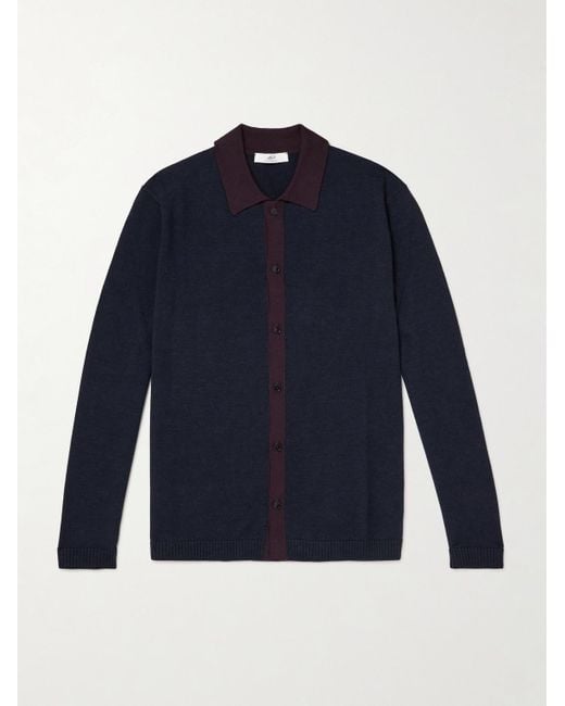 Mr P. Blue Two-tone Merino Wool Shirt for men