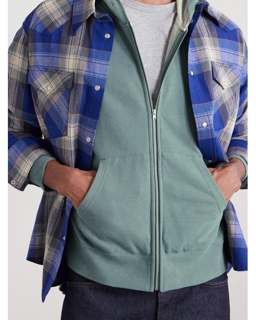 Visvim Green Jumbo Cotton-Jersey Zip-Up Hoodie for men