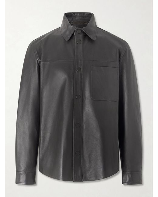 Slowear Gray Leather Overshirt for men
