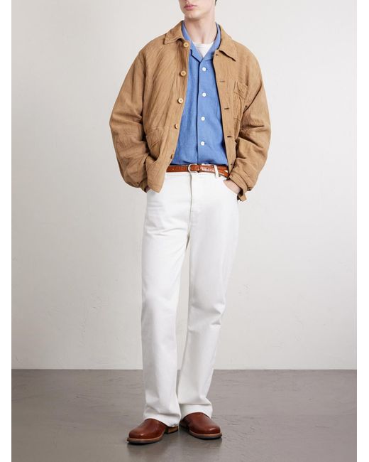 Carrow Convertible-Collar Wool And Linen-Blend Shirt di Visvim in Blue da Uomo