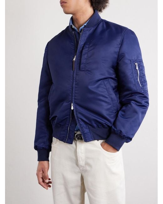 Brunello Cucinelli Blue Padded Shell Bomber Jacket for men