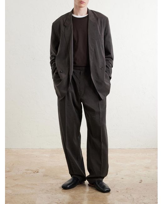Lemaire Gray Straight-Leg Silk-Blend Suit Trousers for men