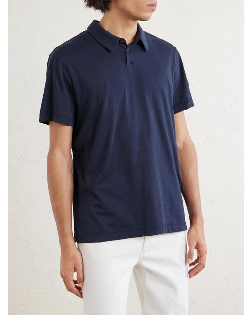 James Perse Blue Luxe Lotus Cotton-Jersey Polo Shirt for men