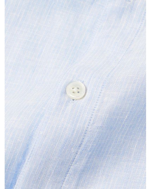 Club Monaco White Luxe Pinstriped Linen Shirt for men