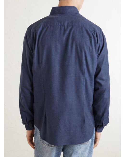 Sease Blue Cotton-Flannel Shirt for men