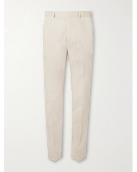 Kingsman Natural Straight-leg Cotton-blend Twill Trousers for men