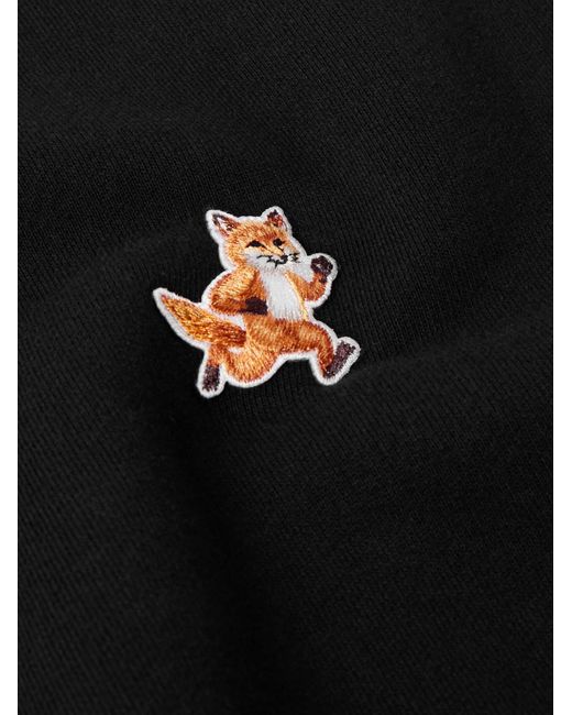 Felpa in jersey di cotone con logo applicato Speedy Fox di Maison Kitsuné in Black da Uomo