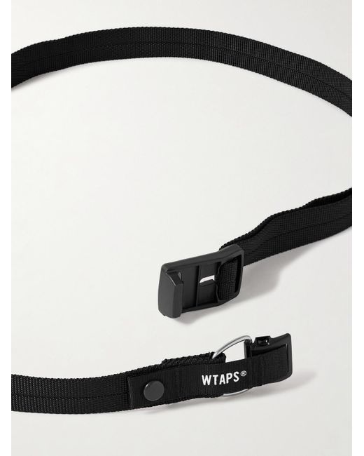 (w)taps Black 2cm Logo-embroidered Canvas Belt for men