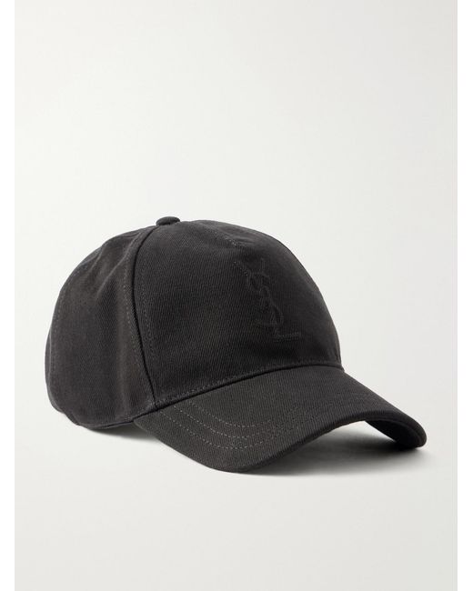 Saint Laurent Black Logo-debossed Cotton-twill Baseball Cap for men