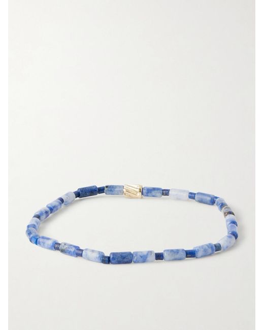 Luis Morais Blue 14-Karat Glass Beaded Bracelet for men