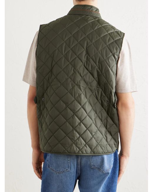Peter Millar Green Essex Quilted Shell Vest for men