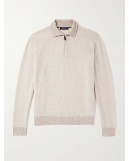 Loro Piana White Roadster Cashmere Half-zip Sweater for men