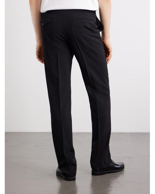 J. Mueser Blue Waverly Straight-Leg Wool Seersucker Suit Trousers for men