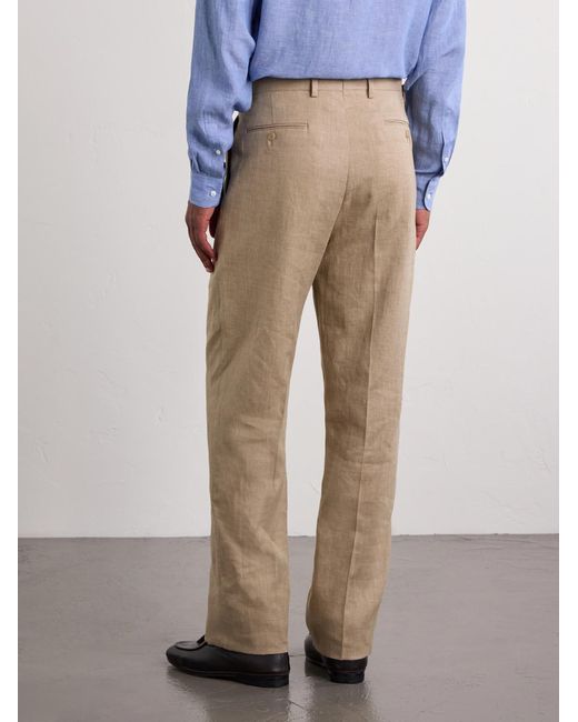 Ralph Lauren Natural Straight-Leg Pleated Linen, Cotton And Silk-Blend Suit Trousers for men